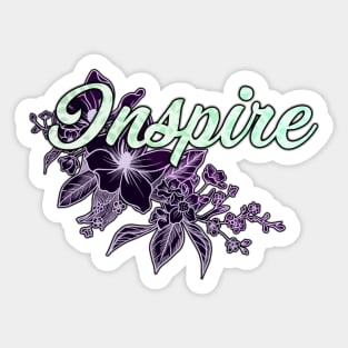 'Inspire' Floral Typography Design- Purple Sticker